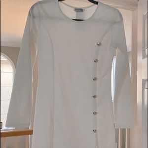 NEW White Tee dress with Gold buttons down side.